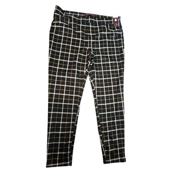 Black & White Plaid Stretch Pants Size XXL (19) Juniors With Back Pockets JJ3847 - Picture 3 of 7